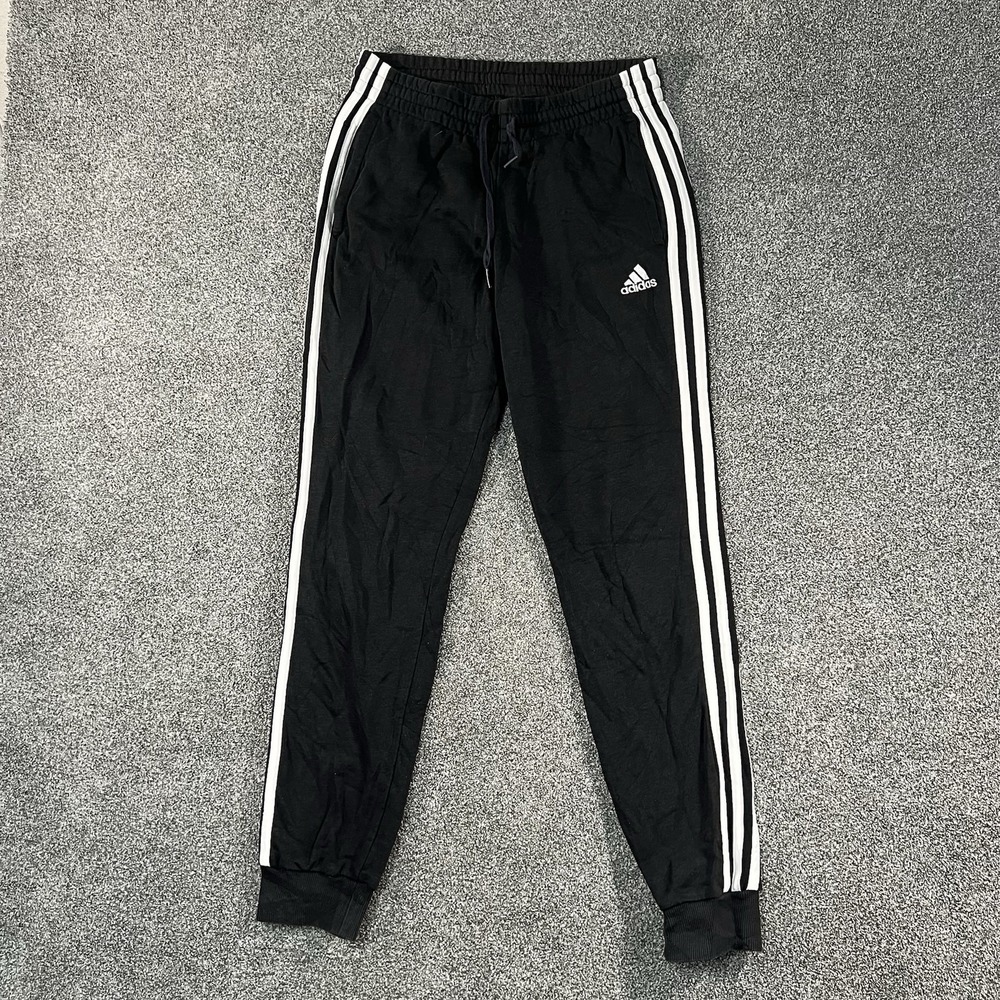 Adidas Womenโs Small Black 3 Stripe Jogger Sweatpants Athletic Pants